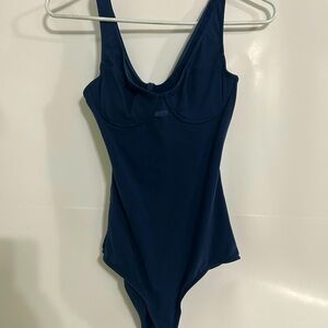 SKIMS Brand New Navy Blue Cotton Underwire Bodysuit.